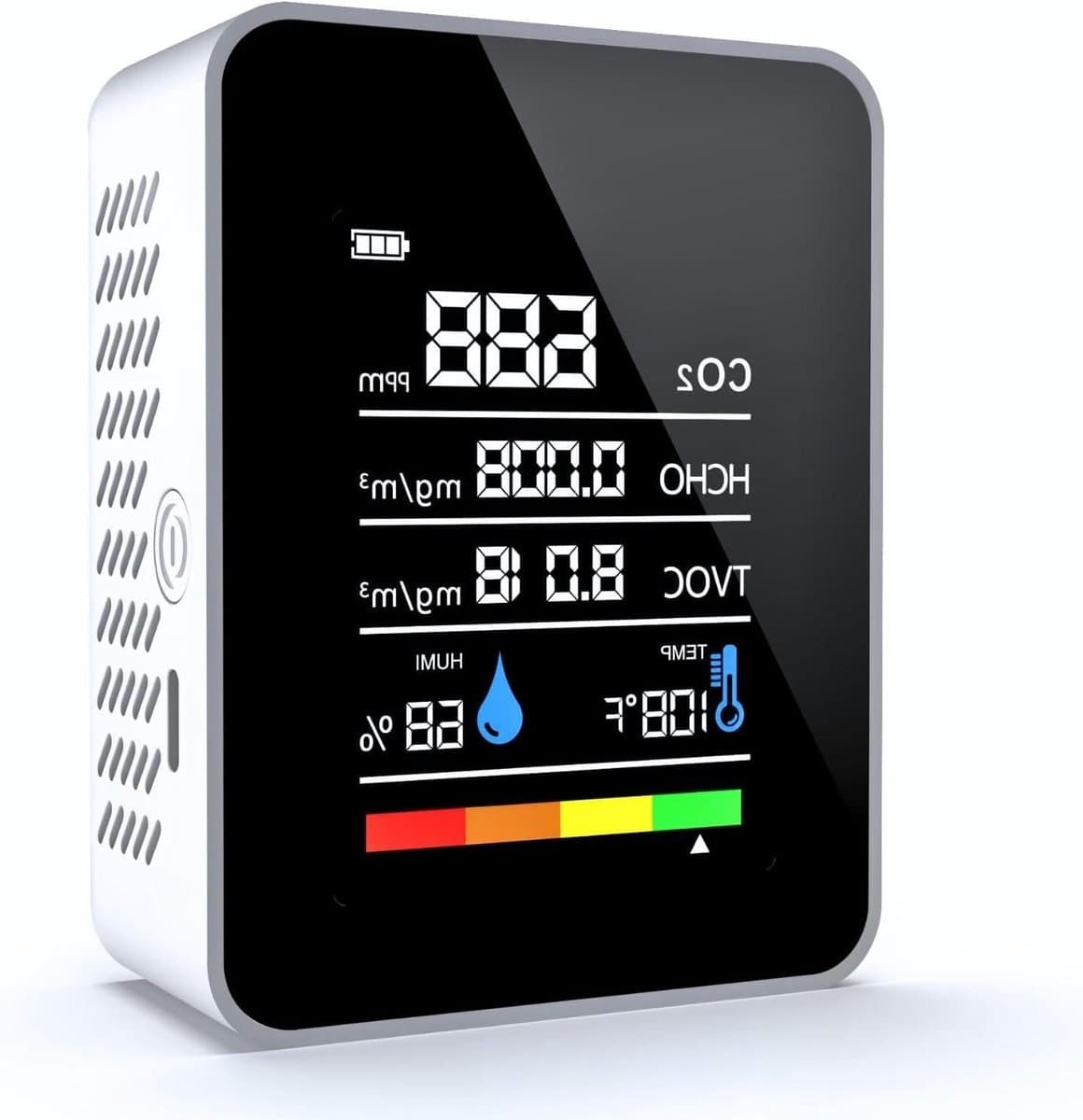 Luchtkwaliteitsmeter - CO2 meter - Binnenlucht Monitoren - 5-in-1 Sensor - Compact Formaat - Wit