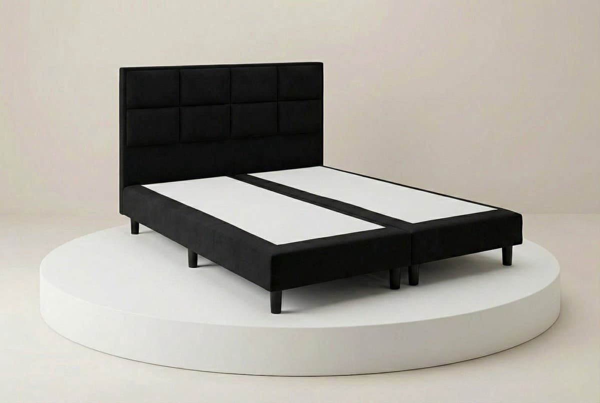 Boxspring DreamLux - 90x200 Zonder matras - Zwart Glad - Puntrust Bedden