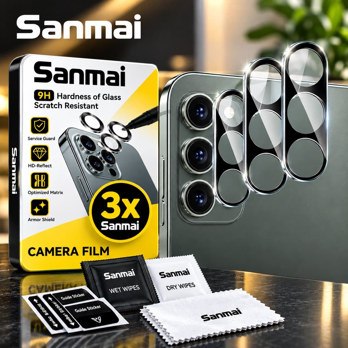 Sanmai camera Lens Screen protector - 9H Temperde Glas - Samsung Galaxy S23 camera screenprotector beschermglas 2 Stuks