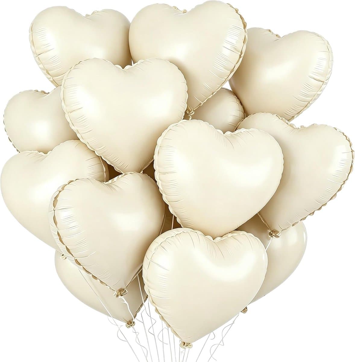 Ballonnen, 12 stuks, 45 cm, hartvormige heliumballonnen, beige, crèmewit, hartballonnen, bruiloft, heliumballonnen, hartballonnen voor verjaardag, Valentijnsdag, verloving, Moederdag