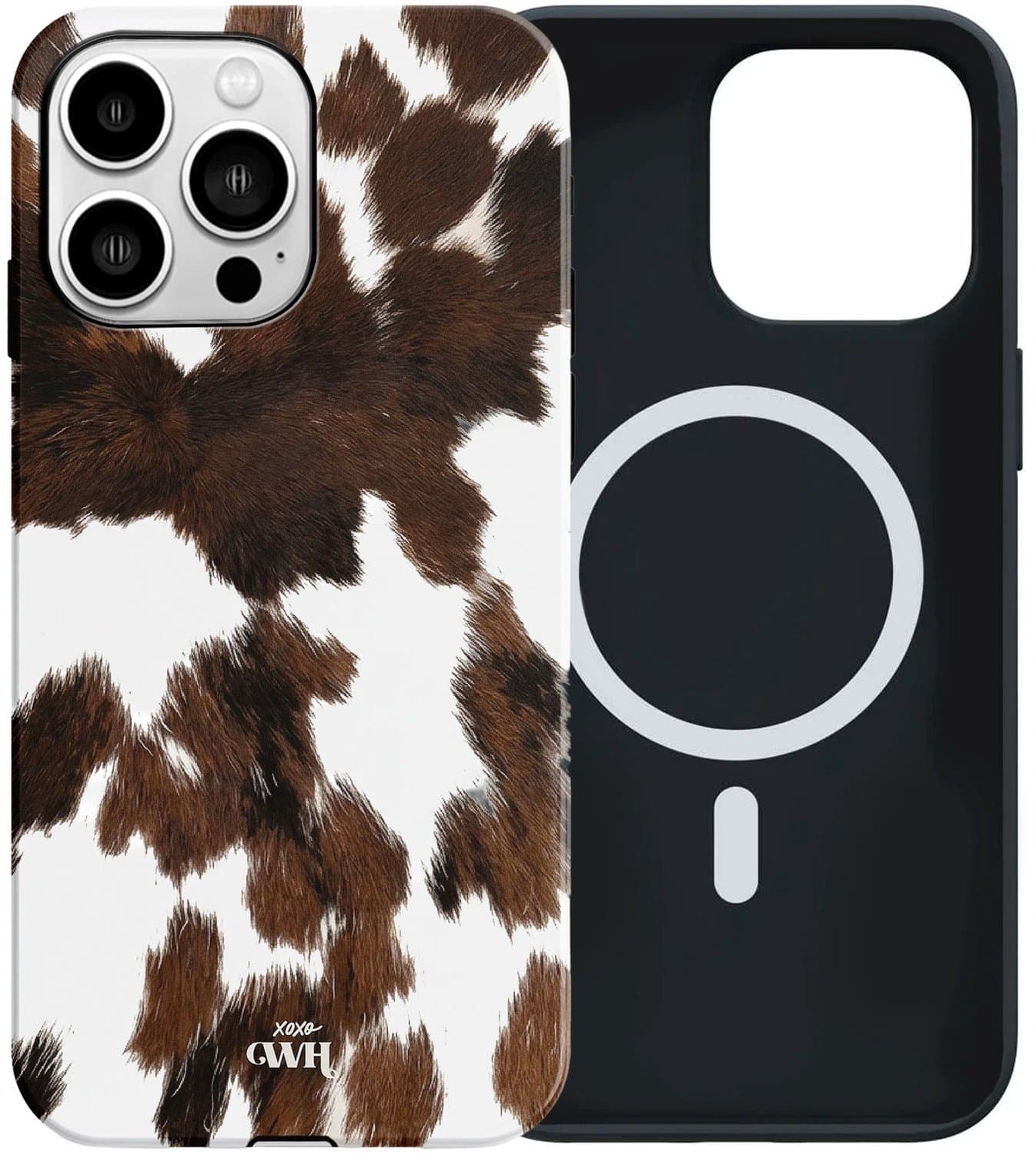 xoxo Wildhearts telefoonhoesje geschikt voor iPhone 14 Pro MagSafe - Midnight Rodeo - Magnetische hard case met dubbele beschermlaag - Beschermhoes shockproof case - Hoesje met dierenprint - Stier - Bruin / Beige