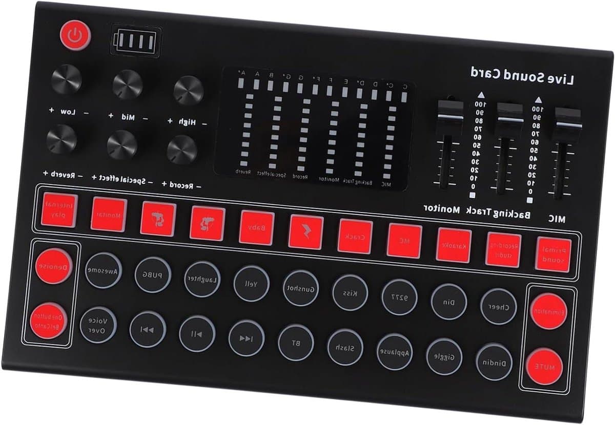 Externe Geluidskaart - Audio Mixer - Podcast Opnames - Realtime Monitoring - 23.4 cm - Zwart