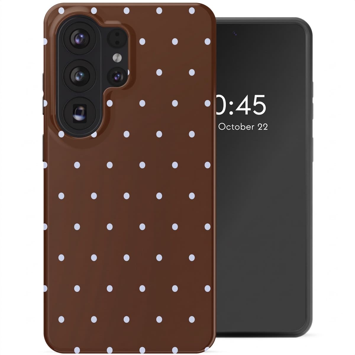 Selencia Hoesje - Geschikt voor Samsung Galaxy S26 Ultra - Backcover met Magnetische Ring - Happy Dots Chocolate