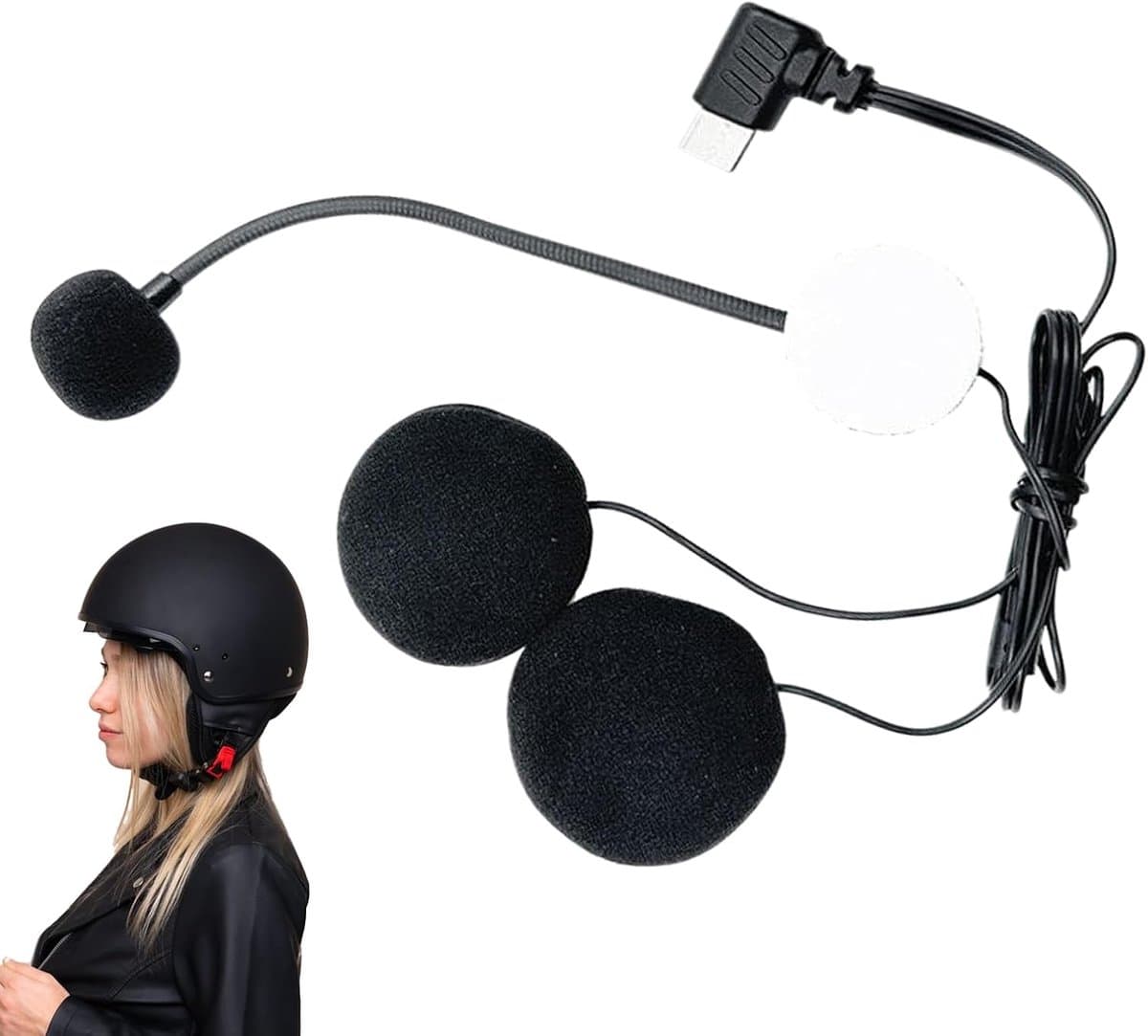 Helm Microfoon - Motorfiets Headset - Heldere Communicatie - Type-C Aansluiting - 4.0x140 mm - Zwart