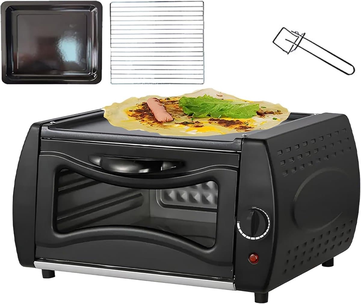 Elektrische Tandooroven - Bakoven - Thuis Pizza Bakken - Dubbele Kookcapaciteit - 39x30x22cm - Zwart