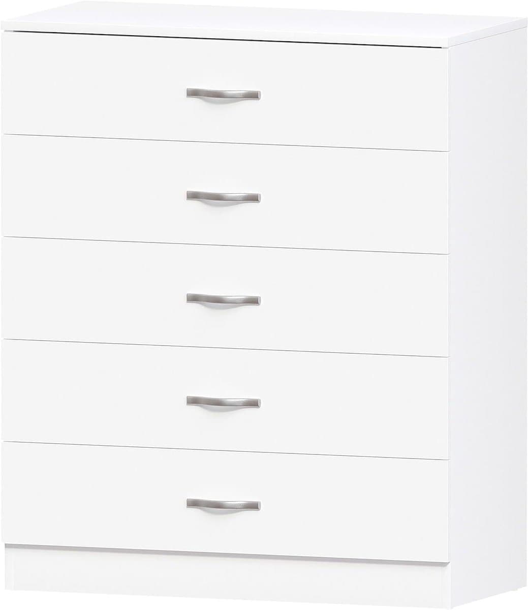 Commode met laden - Ladekast opberger - Ruimte Organiseren - 5 laden - 90x75x36 cm - Wit