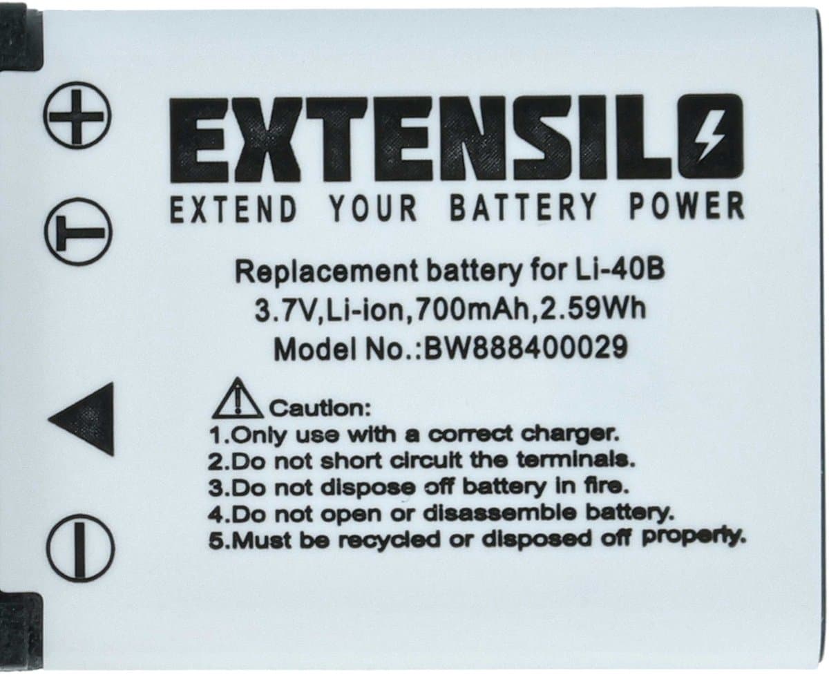 EXTENSILO-accu ter vervanging van Olympus Li-42, Li-40, Li-40B, Li-42B voor camera (700 mAh, 3,7 V, Li-Ion)