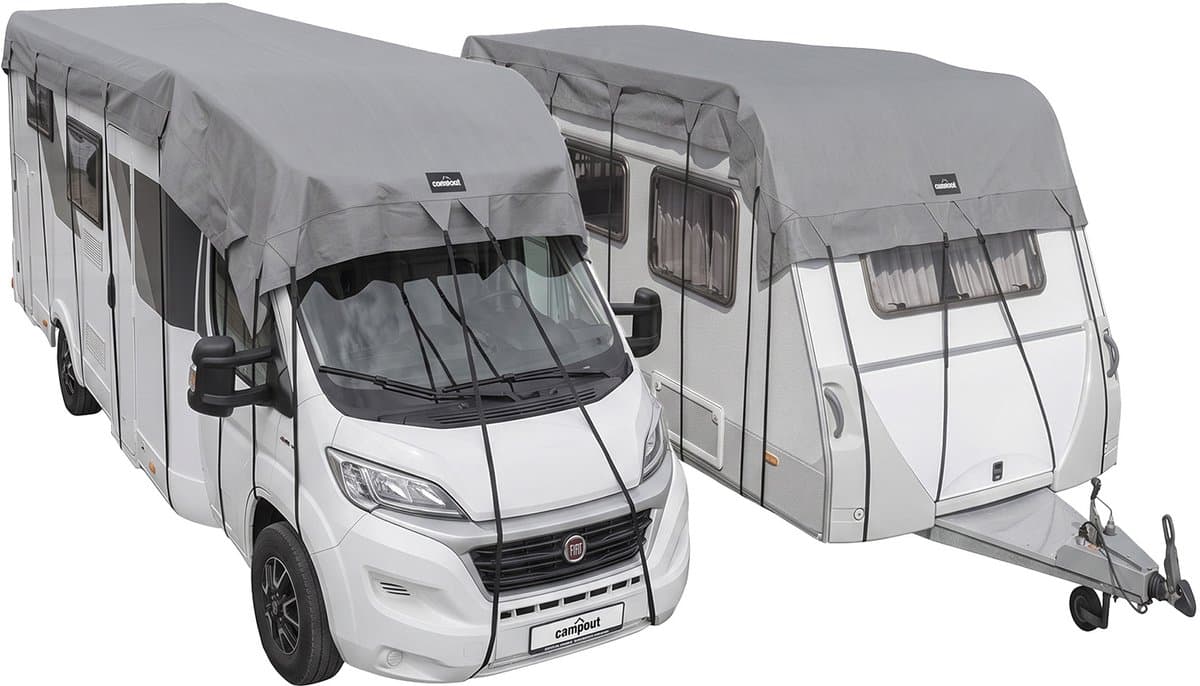 Campout Caravan- en camperdakhoes - 8 x 3 m - Afdekhoes - Camperhoezen - Dakhoes - Caravanhoes - Perfecte Dakhoes voor Caravan en Camper - 3-laags SFS non-woven - Waterdicht en UV-bestendig -