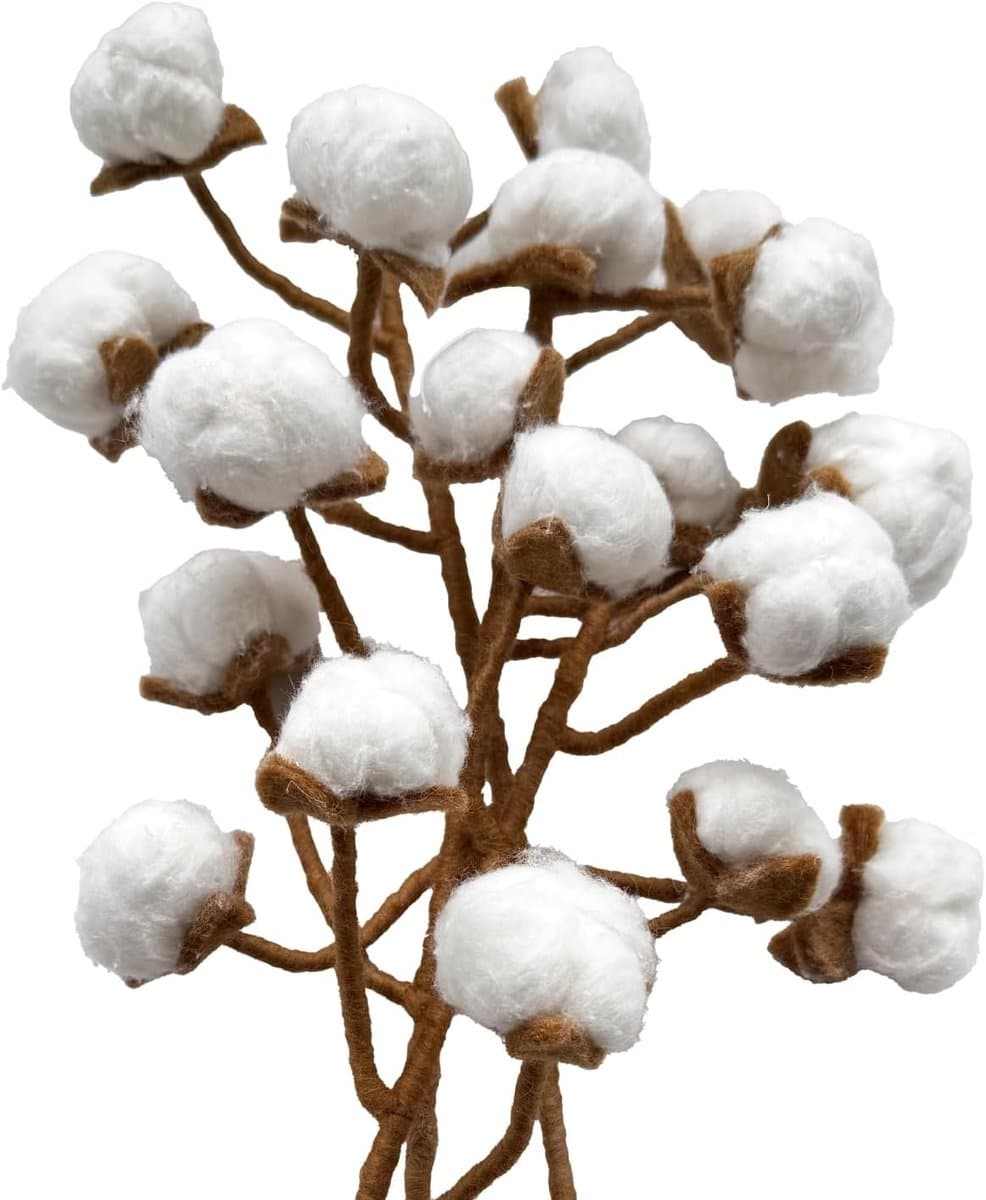 Decoratieve Bloemen - Kunstbloemen - Huis Decoreren - Handgemaakt Van Vilt - 30 cm Lengte - Natuurlijk Wit