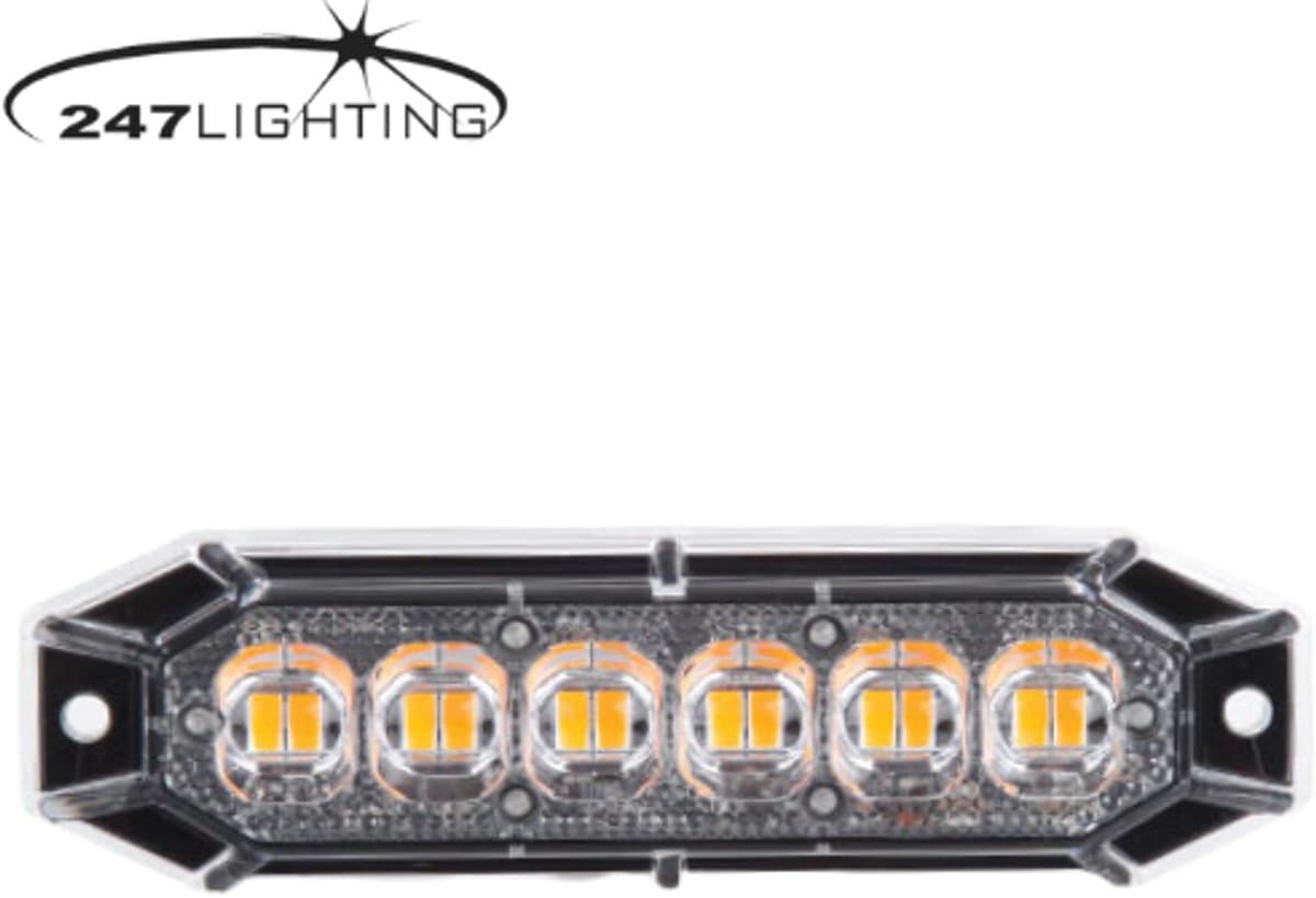 Flitser - 247 Lighting - 12-Led - 5 - 12.8cm - Helder - 11 flitspatronen - Amber - R65-2 - 12V-24V