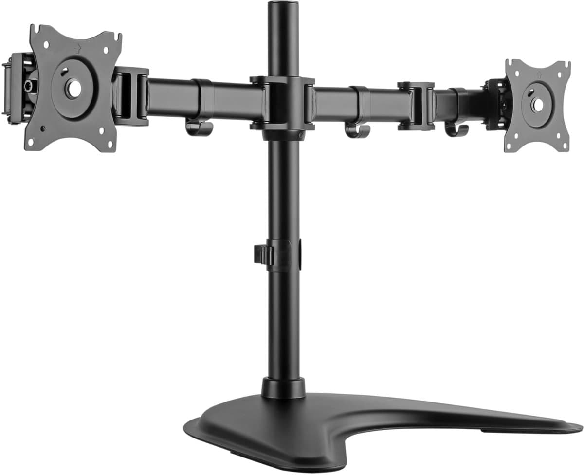 Dailygoods- PC-houder draaibaar - Monitorhouder voor 2 schermen - VESA 75/100 mm - Kantelbaar - Bevestiging onder bureau - Geschikt voor 30-69 cm schermen - Monitorsteun