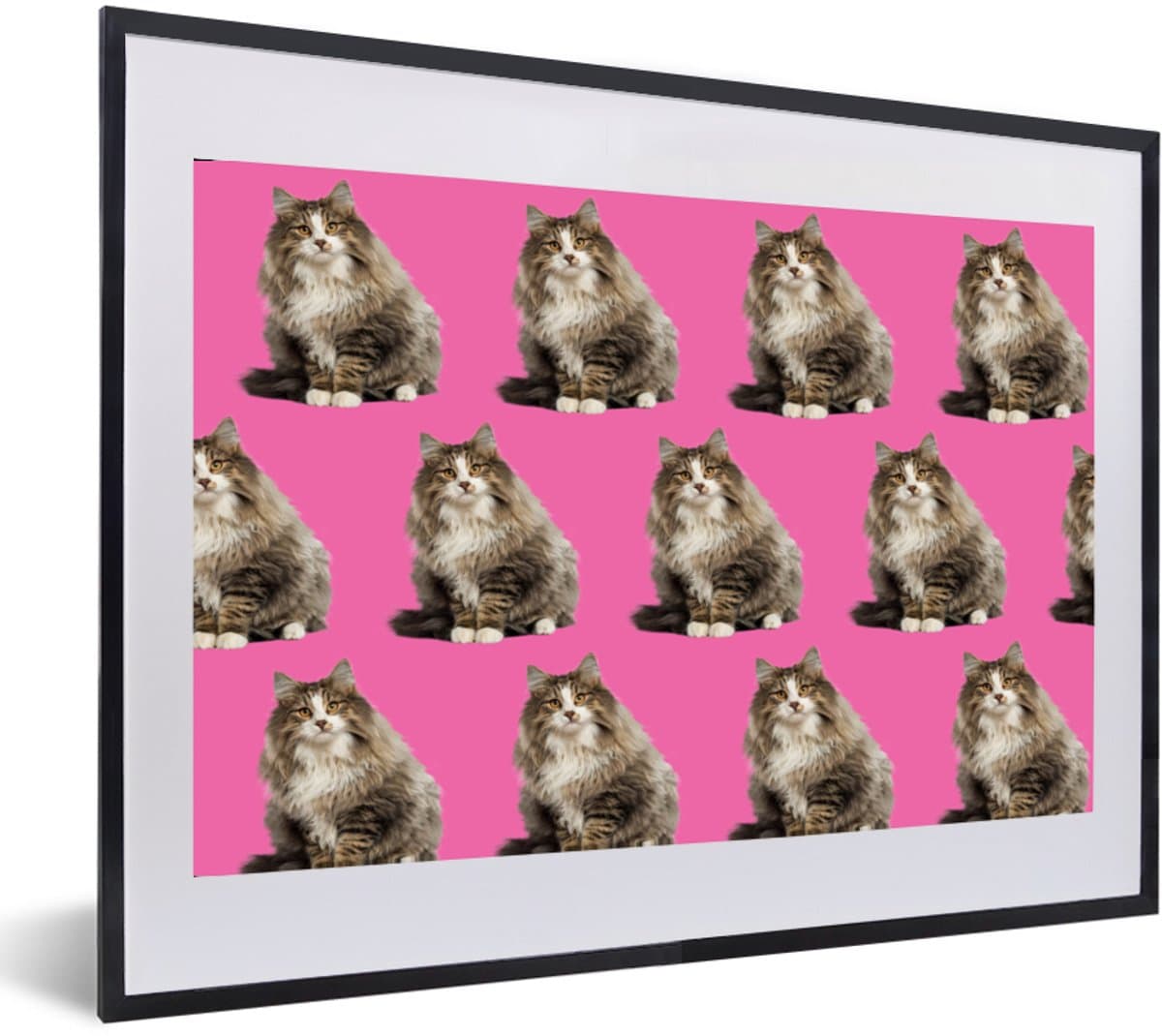 Poster in lijst - Fotolijst 60x40 cm - Posters - Dier - Patronen - Roze - Posterlijst zwart - Decoratie - Wanddecoratie woonkamer - Muurdecoratie slaapkamer