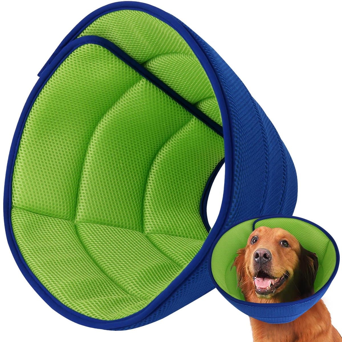 Cone hondenkraag, blauwgroen maat M(halsomtrek 30-35 cm), anti-beet & likken, beschermkap na operatie, herstelhalsband voor honden en katten,wondbescherming