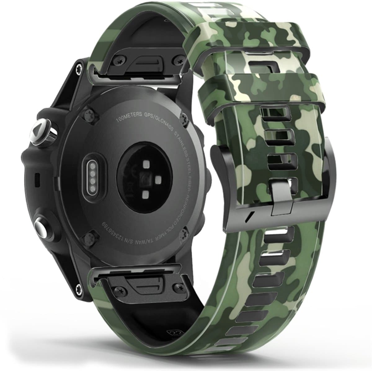 Voor Garmin Fenix 7X Camouflage siliconen horlogeband (groen)