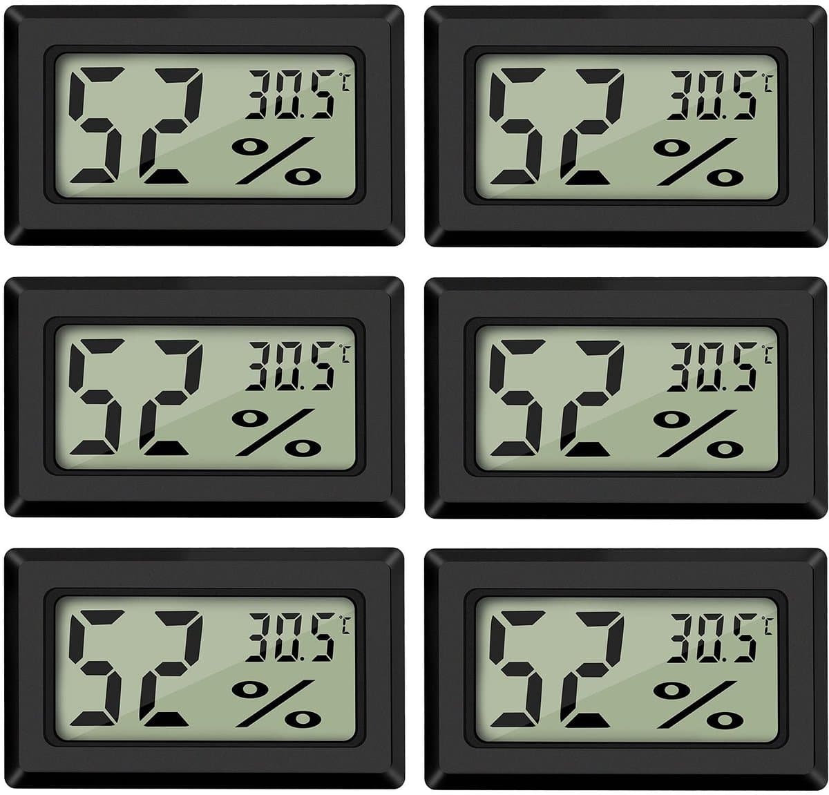 Omgoods - Digitale Minithermometer en Hygrometer - Compact en Draagbaar - LCD-Scherm - Temperatuur en Luchtvochtigheid - Voor Koelkast en Aquarium