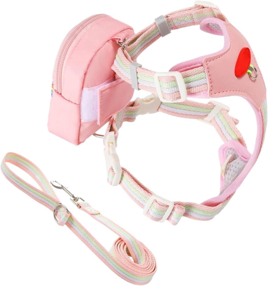 Hondentuigje Ademend Reflecterend - Puppy Harnas Set - Dagelijks Wandelen - Gelijkmatige Drukverdeling - XL - Roze