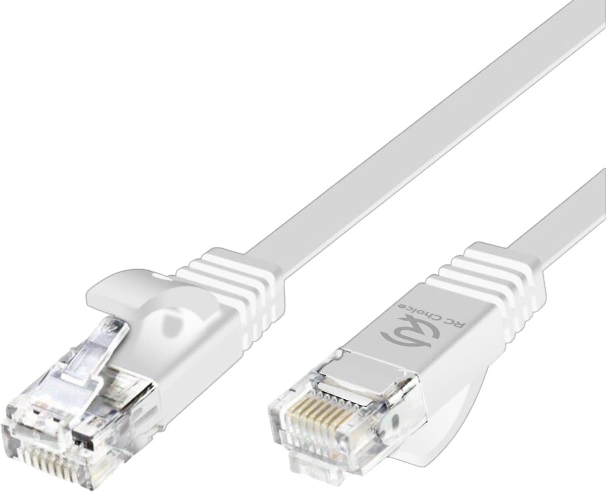 Internetkabel - CAT6 Ethernet Netwerk tot 1000Mbps - RJ45 Platte UTP Kabel - Wit - 1.5 Meter