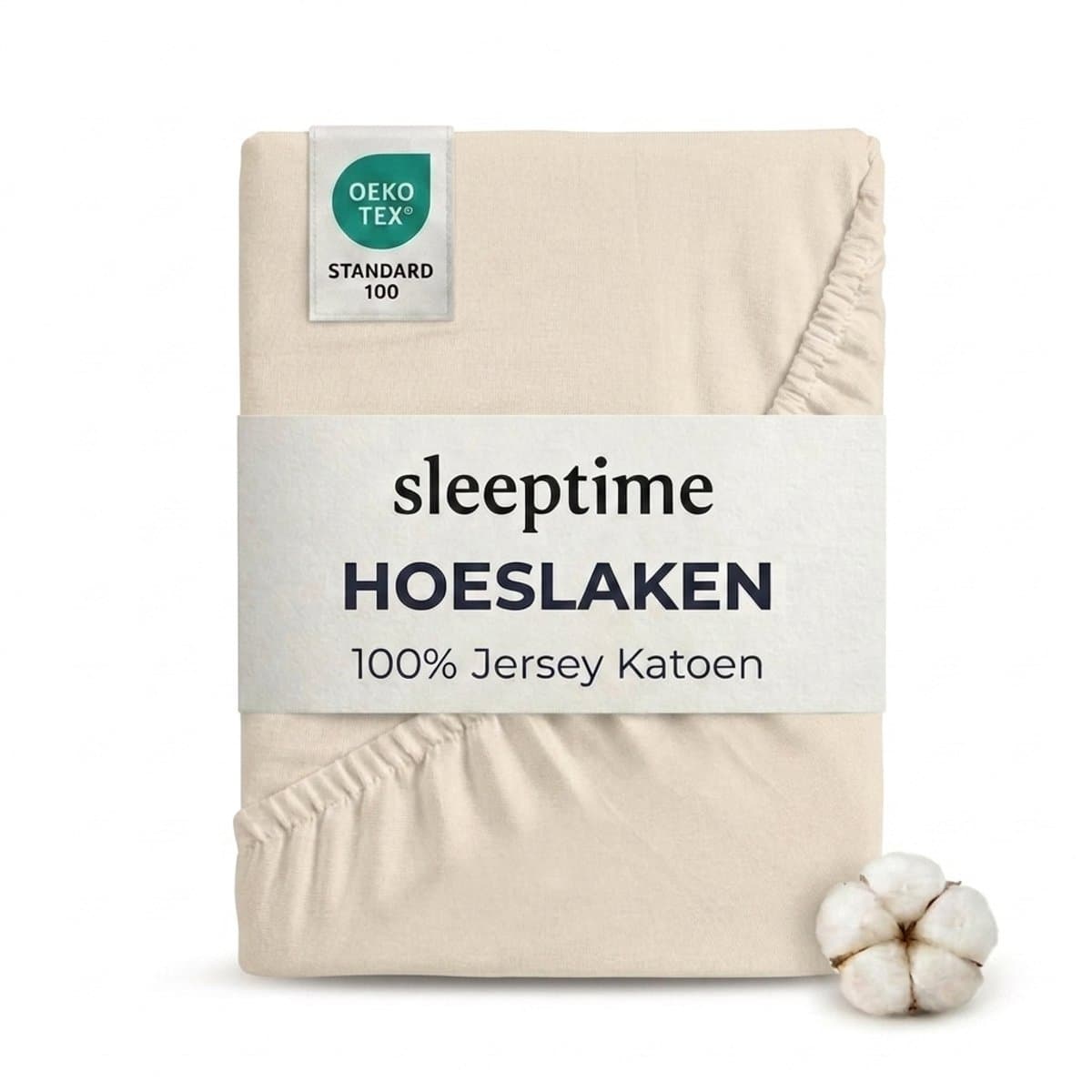 Sleeptime Jersey Stretch Hoeslaken - 100% Katoen - 80/90/100x220 - Creme