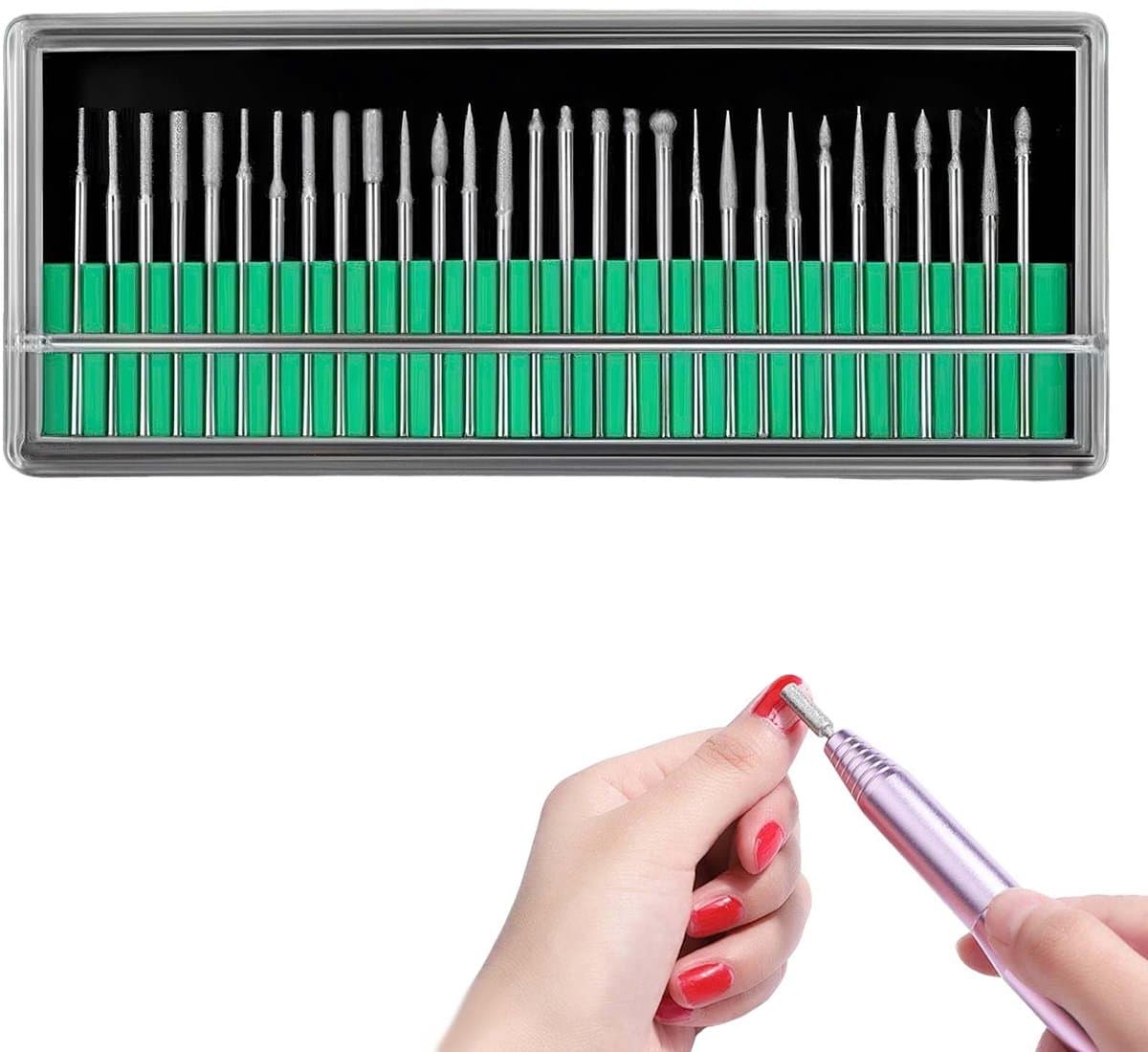 Dailygoods- Boorbits Set 30 Stuks - 3mm Schacht - Diverse Vormen voor Graveren/Slijpen/Polijsten - Geschikt voor Steen/Glas/Keramiek - Duurzame Diamantcoating - Inclusief Opbergdoos - Boorset