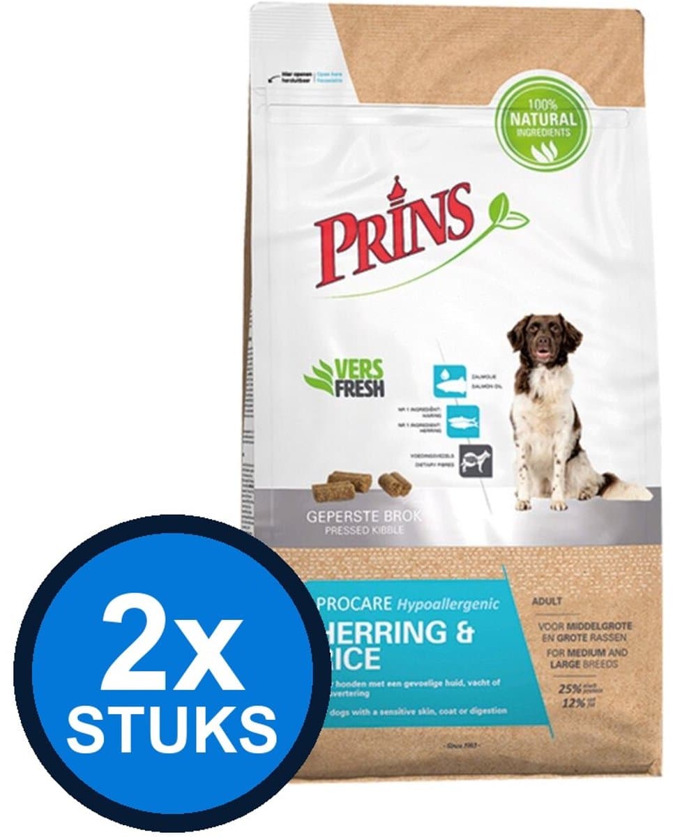 2x Prins - ProCare herring&rice 3kg - Hondenvoer - 3 kg