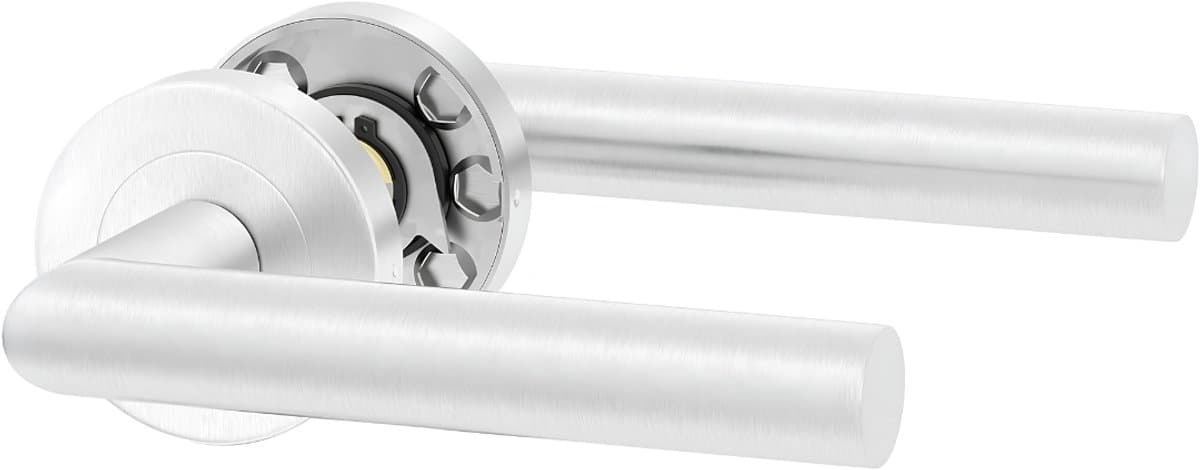 KAD® Deurknop - Deurgreepset - Deurbeslag - Deurbeslag Buitendeur - Zilver - 14cm x 7cm x 2cm