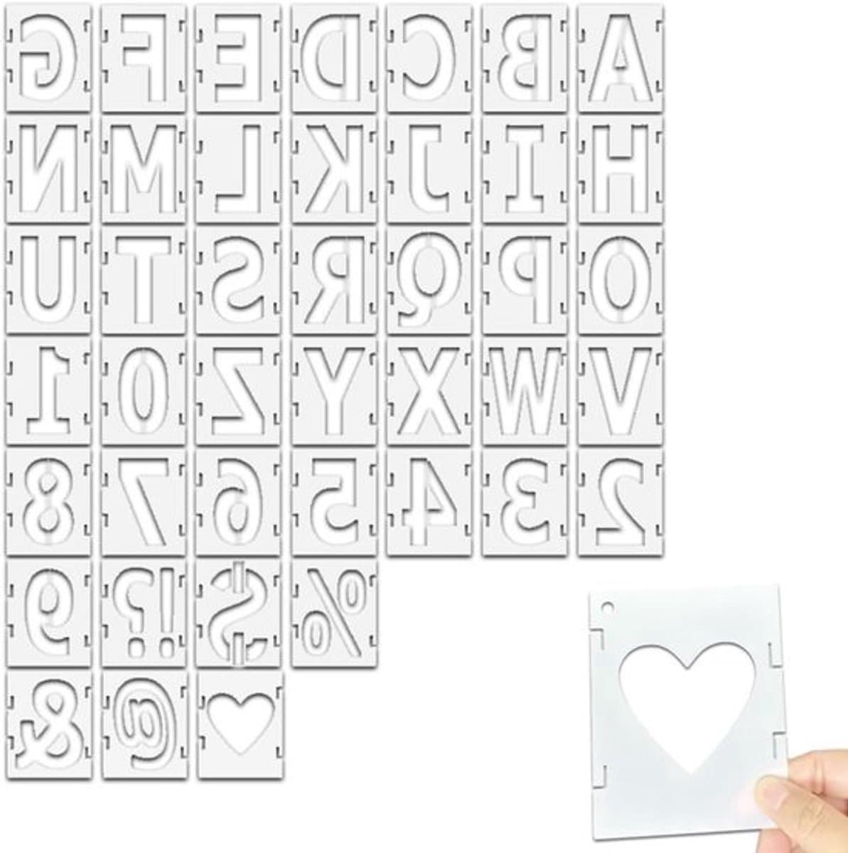 Grote kunststof cijfersjablonen met vintage letters - Decoratieve sjablonen voor ambachtelijk gebruik