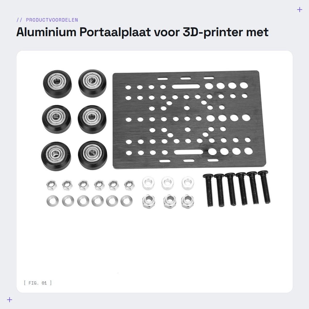 Dailygoods- Portaalplaat Aluminium - Geschikt voor Nema 17 - Katrolkits - Slijtvastheid - Hittebestendig - Eenvoudige installatie - 3D-printerplaat