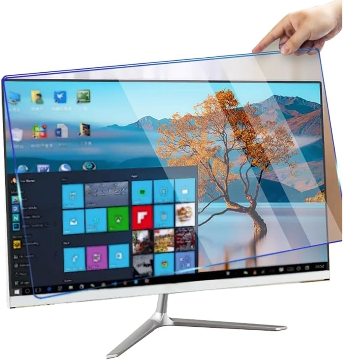 Schermbeveiliger Monitor - Blauwlichtfilter Acryl - Oogcomfort Verbeteren - Hangend Ontwerp - 133-27 inch - Transparant
