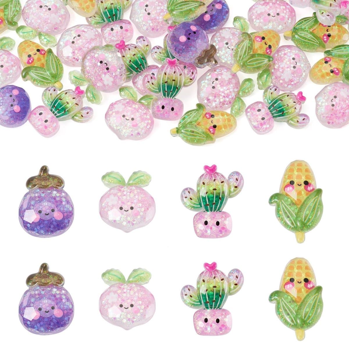 Dailygoods- Hars Cabochons 30 Stuks Lichtgevend - Transparante Cabochons - Groente Cabochons - DIY Ambachten - Sieraden Maken - Hoogwaardig Hars - Decoratie
