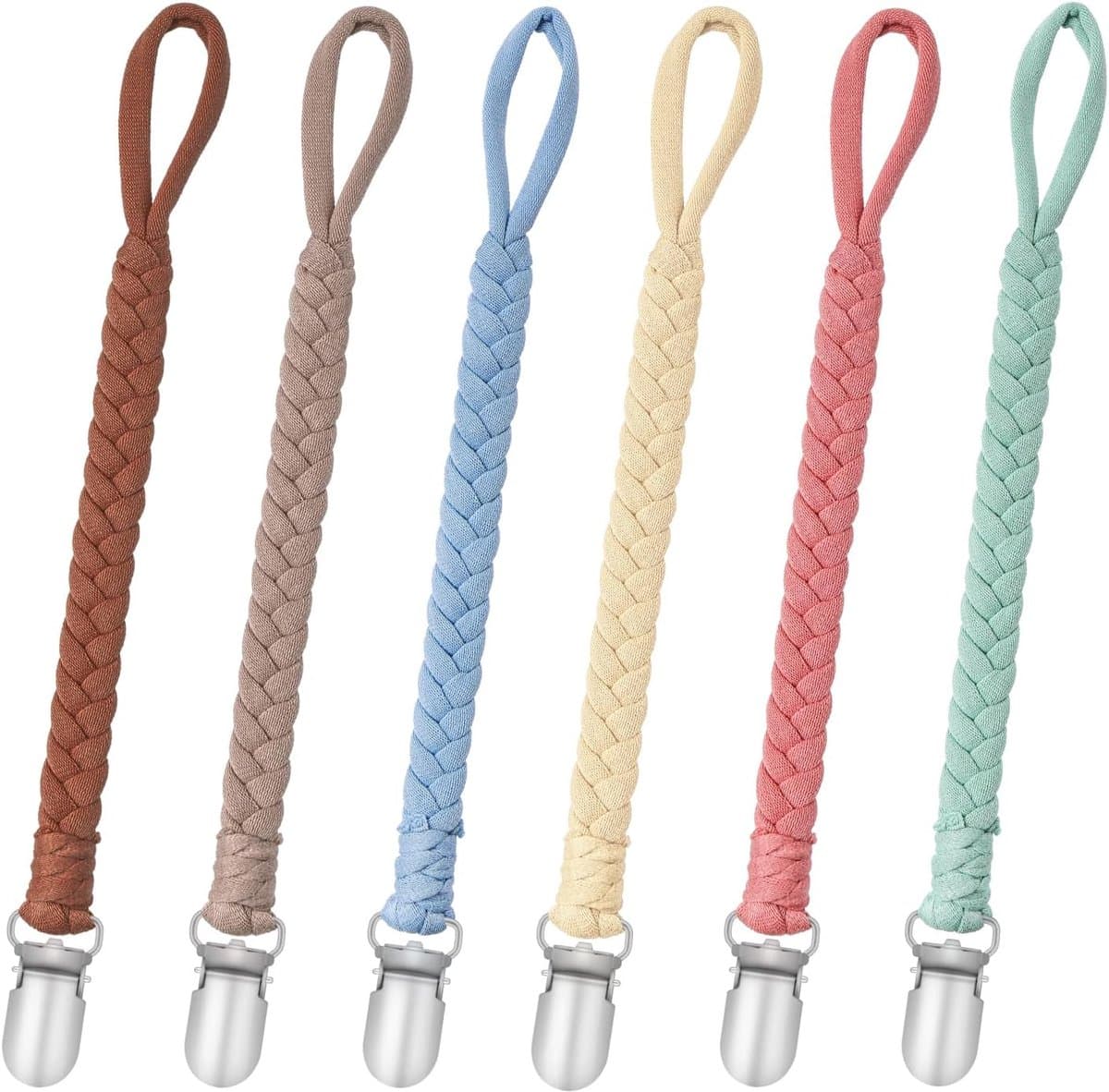Fopspeenketting Set - Speenhouder Clips - Baby Spullen Vasthouden - 6 Stuks Regenboog Designs - 20 cm Lengte - Multicolor