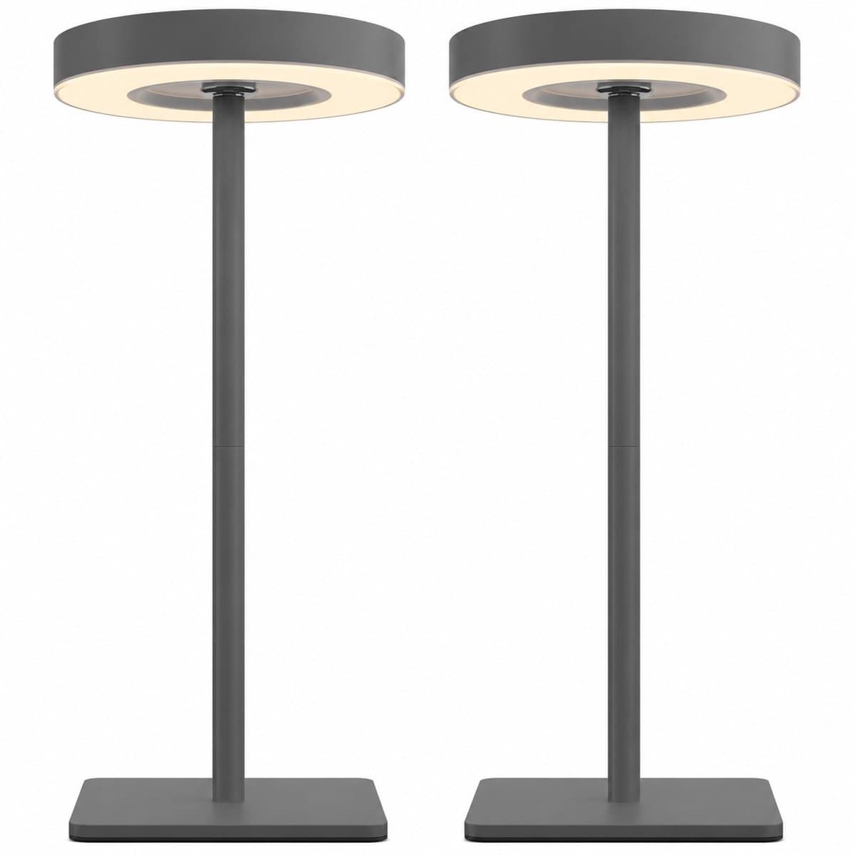 Nook - Oplaadbare tafellamp 2-pack - Donkergrijs - Draadloos - LED & 3 lichtstanden - Bureaulamp of nachtlampje