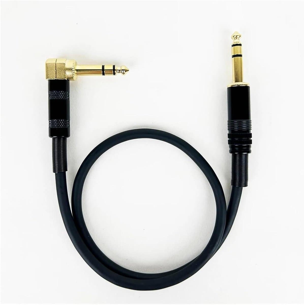 Muziekkabel Gitaar - Stereo Kabel - Muziek Maken - 90 Graden Elleboog - 1 Meter - Zwart