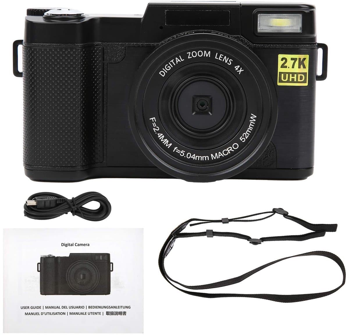 Allecto - Wifi Digitaal Vlogging Camera - 2.7K HD Fotocamera - Oplaadbaar en Compact - Geschikt voor Beginners - 48Mp Digital Camera