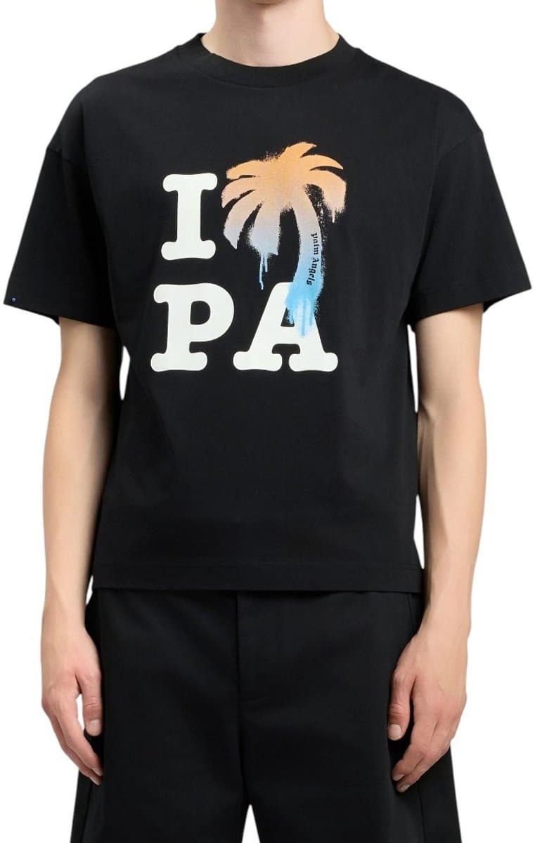 Palm Angels Heren T-shirt Zwart PMAA109S26JER007/1001 I Love Pa Regular
