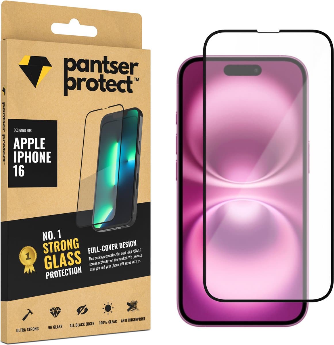 Pantser Protect™ Glass Screenprotector Geschikt voor Apple IPhone 16 - Case Friendly - Premium Pantserglas - Glazen Screen Protector