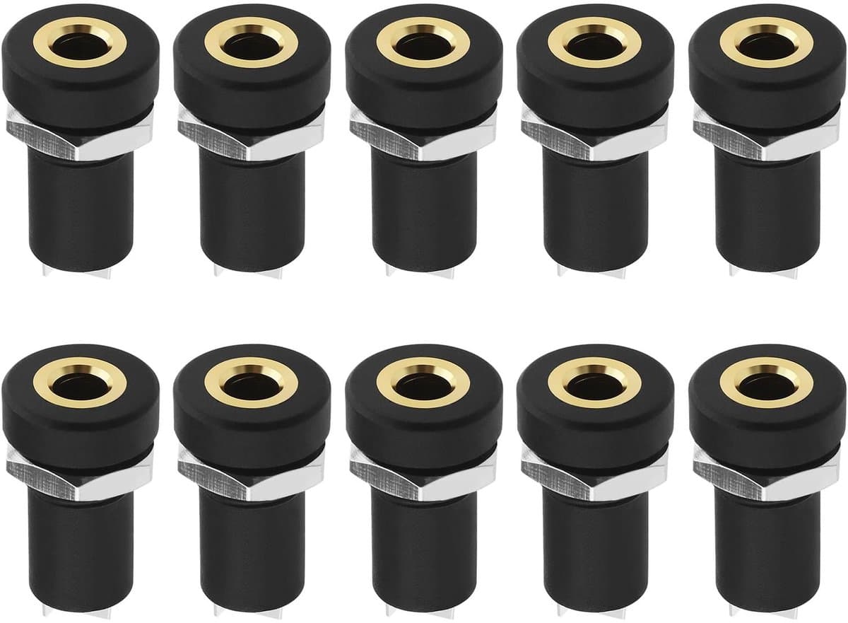 Dailygoody - 3,5 mm vrouwelijke mono jack - Paneelmontage - Duurzaam materiaal - Zwart - Soldeerconnectoren - Geschikt voor CD-spelers en laptops - 10...