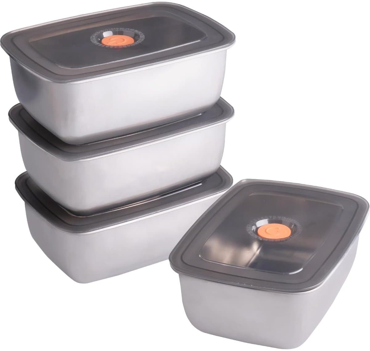 Dailygoody - Vriezercontainers - Herbruikbaar - Stapelbaar - 1500 ml - Ideaal voor Koelkast - Set van 4 - Grijs