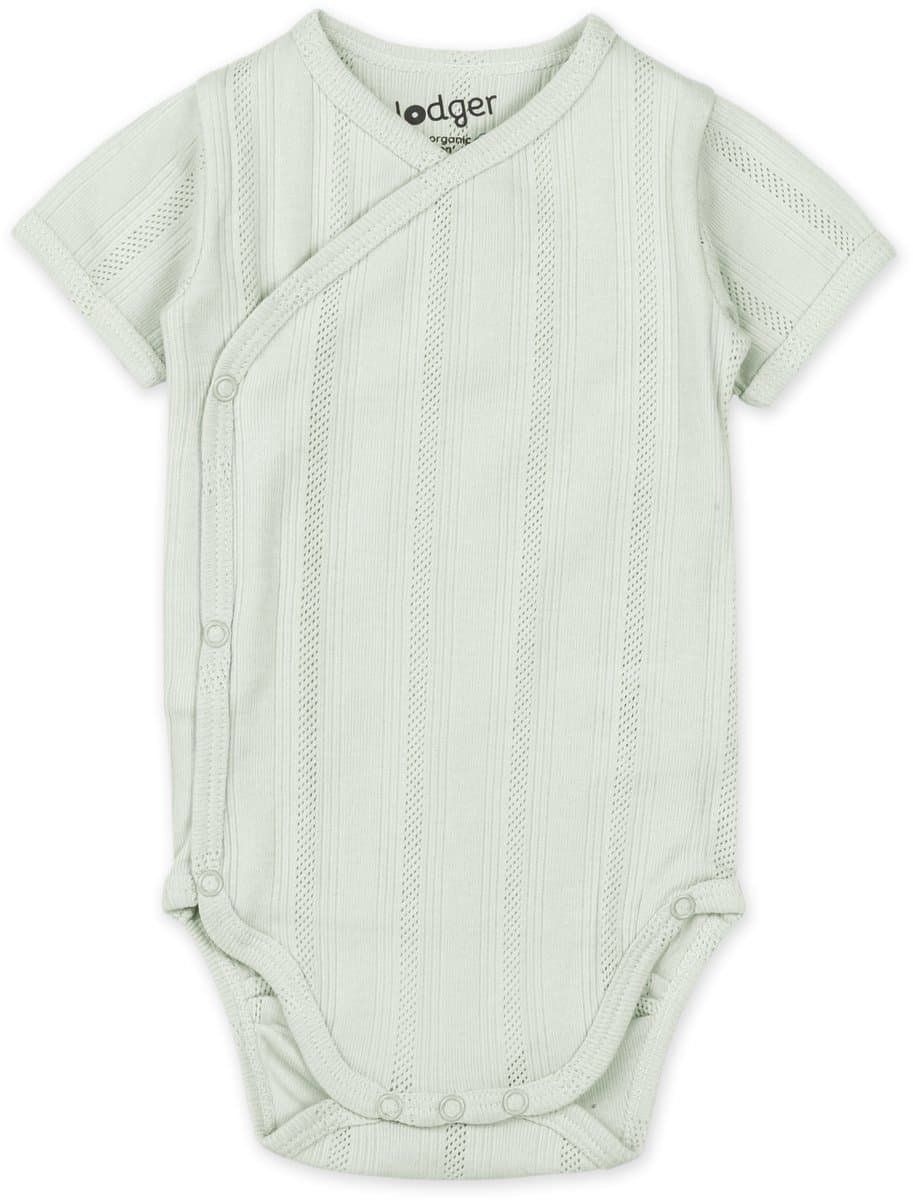 Lodger Romper met korte mouwen - Pointelle - Bruin - Maat 68 - bio katoen - Overslag romper