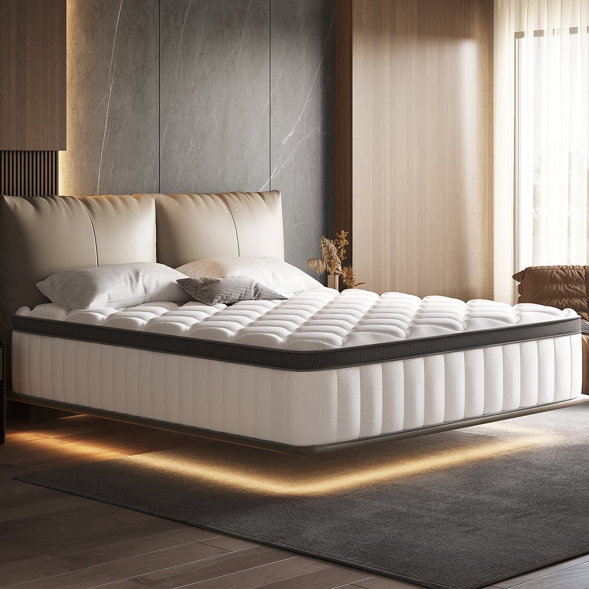 Saikefy Matras 90x200 cm - 25cm - Pocketvering Matras - 7-Zones - Orthopedisch - Afritsbaar en wasbaar hoeslaken - Anti-Allergie - Traagschuim - Gemiddelde Stevigheid