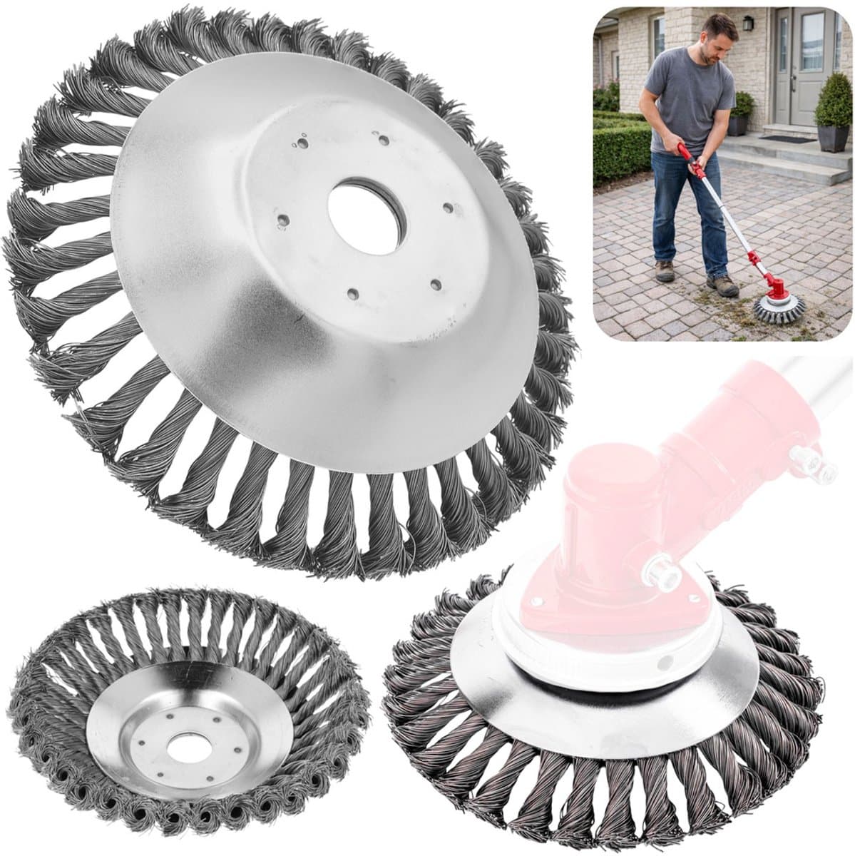 MOZY® - Stalen Onkruidborstel - 150 mm - Universeel - voor Bosmaaier - Kantenmaaier - Voegenborstel - Onkruidverwijderaar - Draadborstel