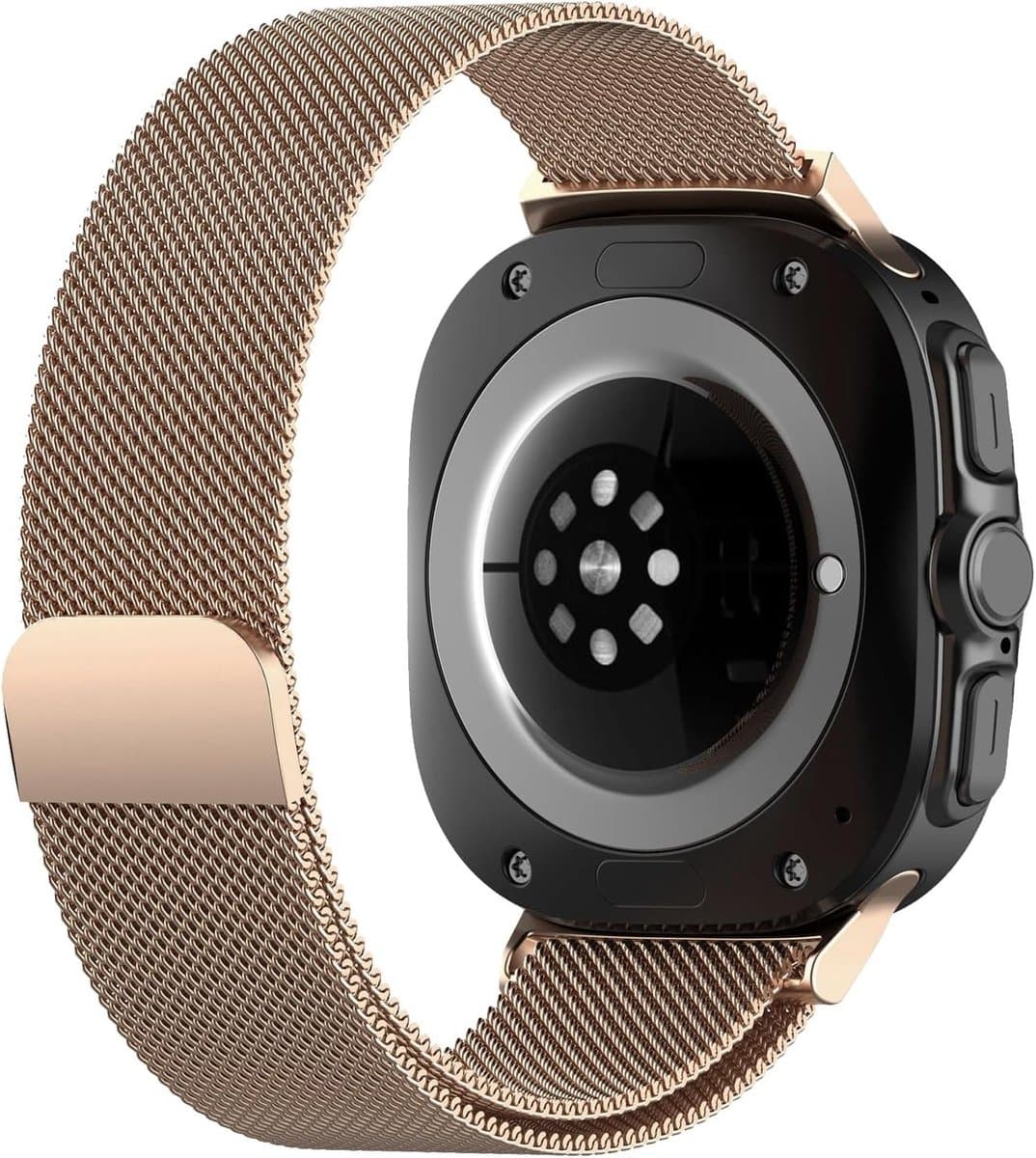 Elegante Milanese Armband 20 mm voor Smartwatch, Roze Goud, Magnetische Sluiting, RVS, Geschikt voor 47 mm Horloges