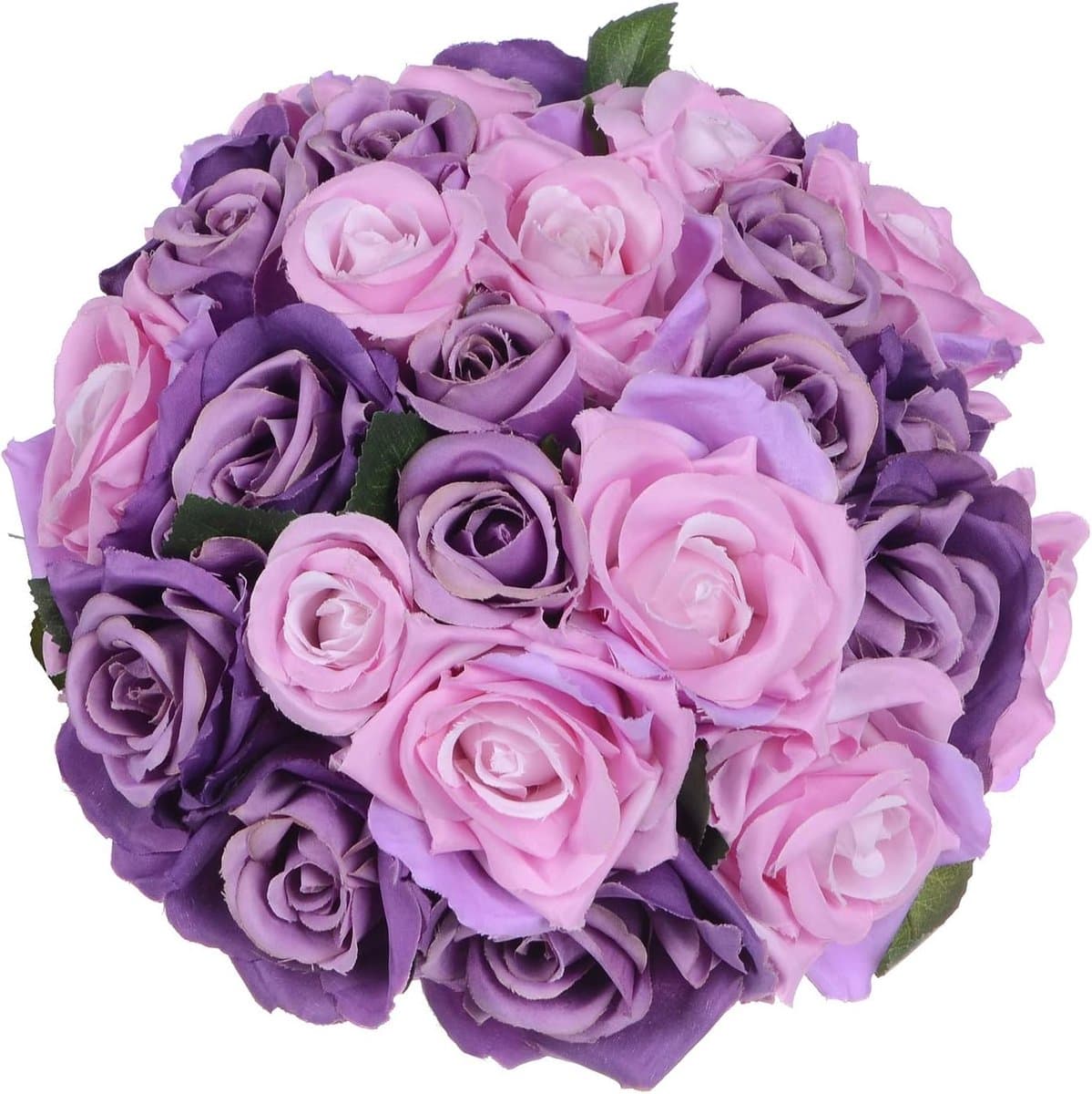 Kunstbloemen Rozenboeket - Zijden Rozen - 2 Stuks - Levensecht En Buigbaar - Voor Bruidsboeket En Huisdecoratie - Paars-Roze