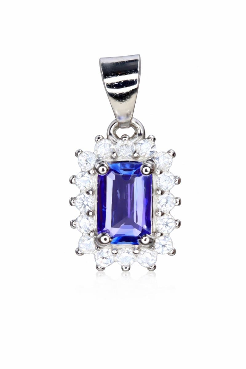 Natuurlijke Tanzaniet Hanger van 925 Sterling Zilver - Blauwe Edelsteen met CZ - Dames Sieraad