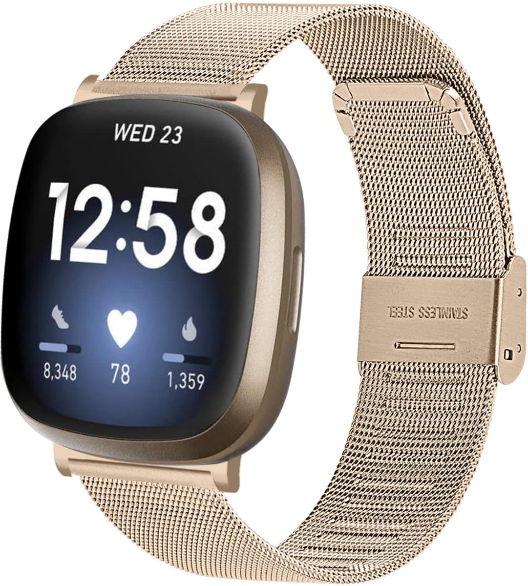 Fitbit Versa 3 / Sense armband RVS Goud