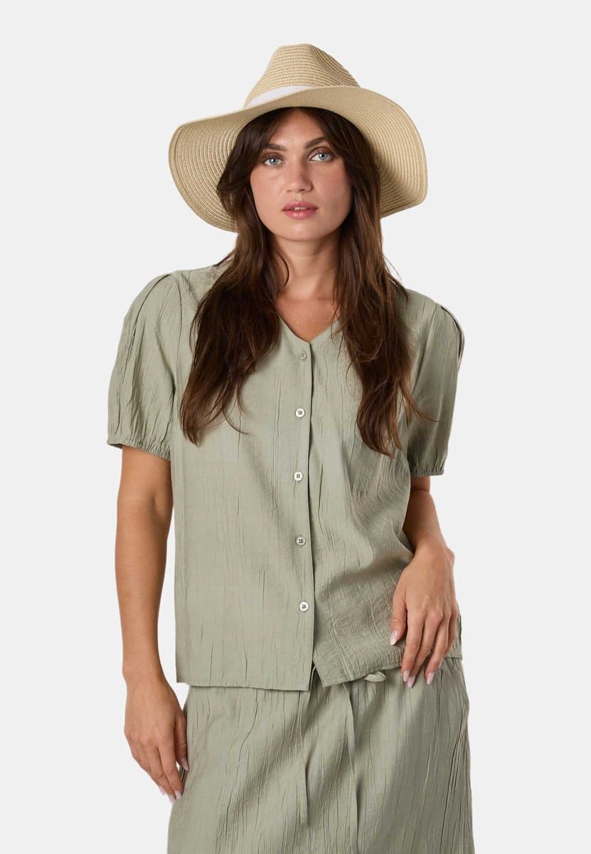 Seaside Savannah Crinkle Blouse – Damesblouse – Maat 38