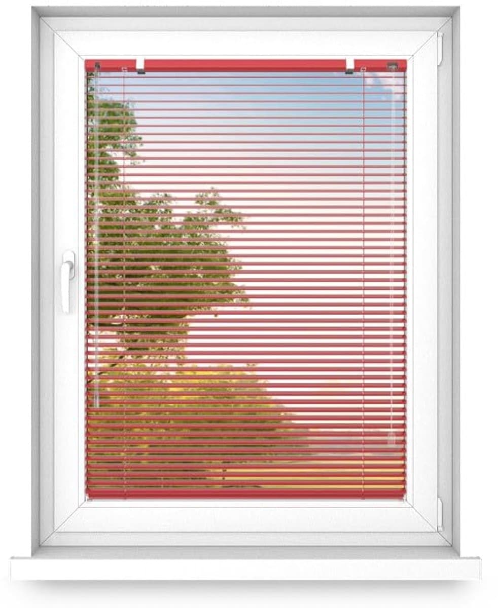 time4blinds - Binnenjaloezieën Zonder Boren - Aluminium Jaloezieën - Aluminium Rolgordijnen voor Woonkamer, Slaapkamer, Keuken, Kantoor - met Koordgeleiders - Rood, Rechts, 600x900