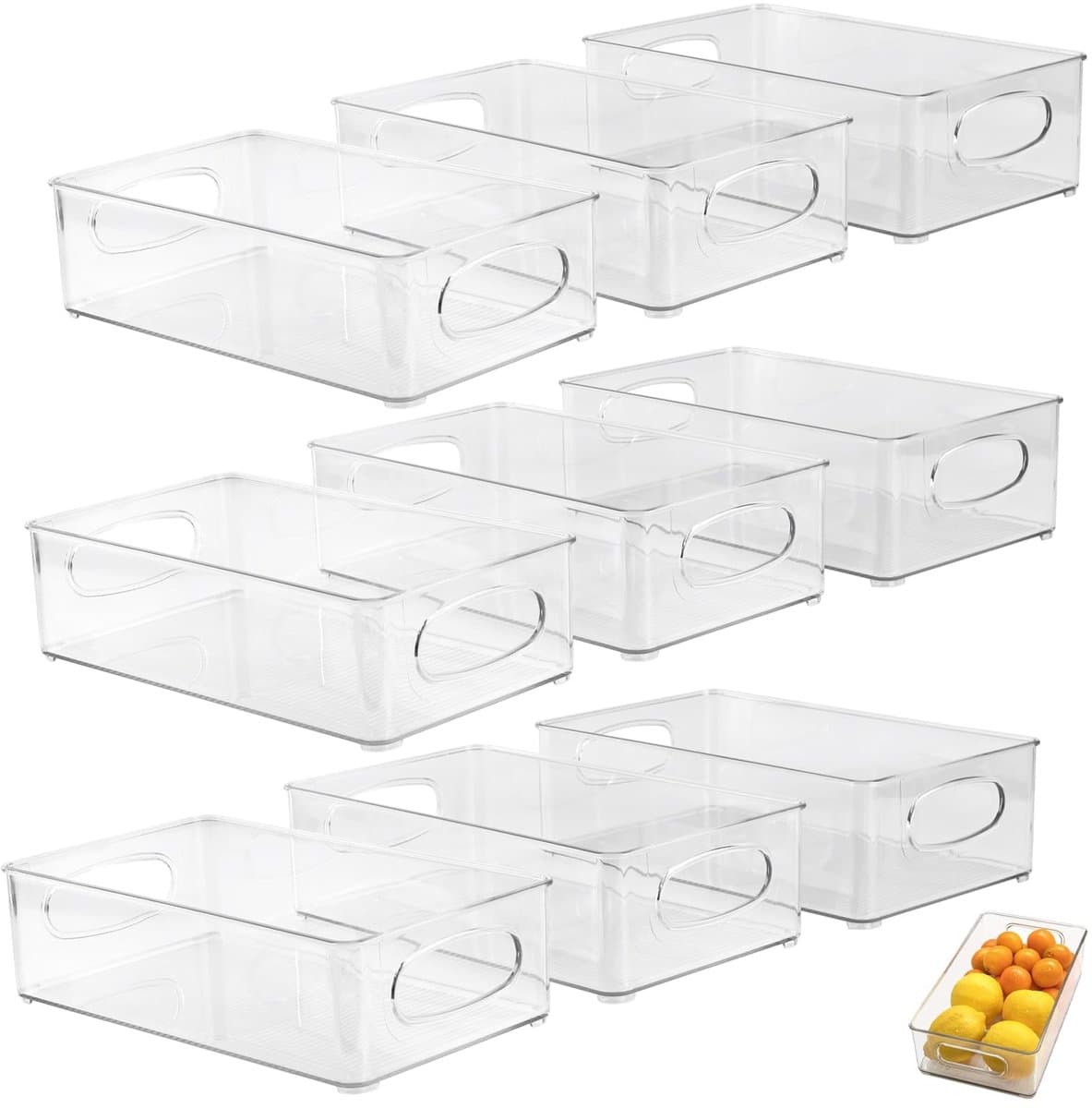 Jhubersproducts - Fridge Organizer - Opbergdozen - Stapelbaar - Doorzichtig - Koelkastopbergers - Voor keuken en pantry - Set van 9