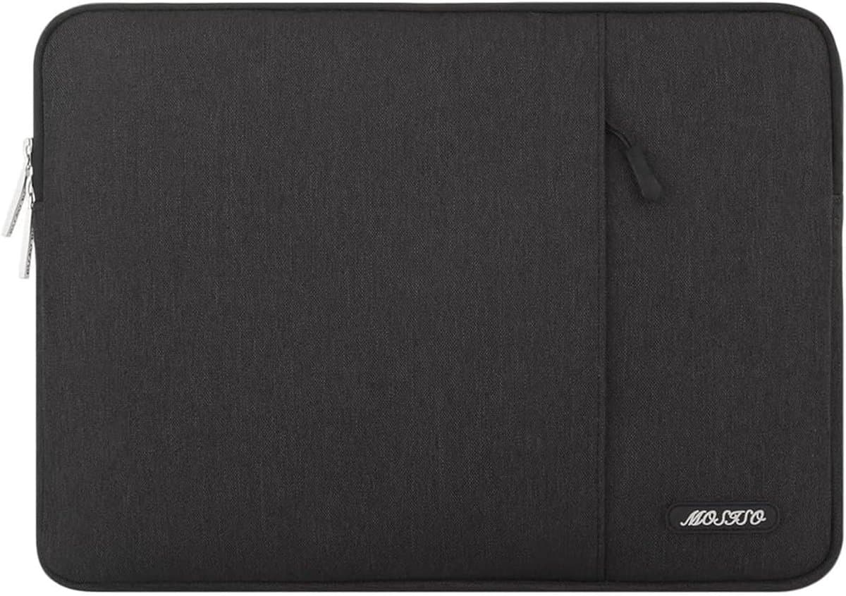 Mosiso beschermhoes/etui voor laptop of notebook, van polyester, waterafstotend, verticaal georiënteerde stijl, zwart 13-13,3 inch (33 -33,8 cm)