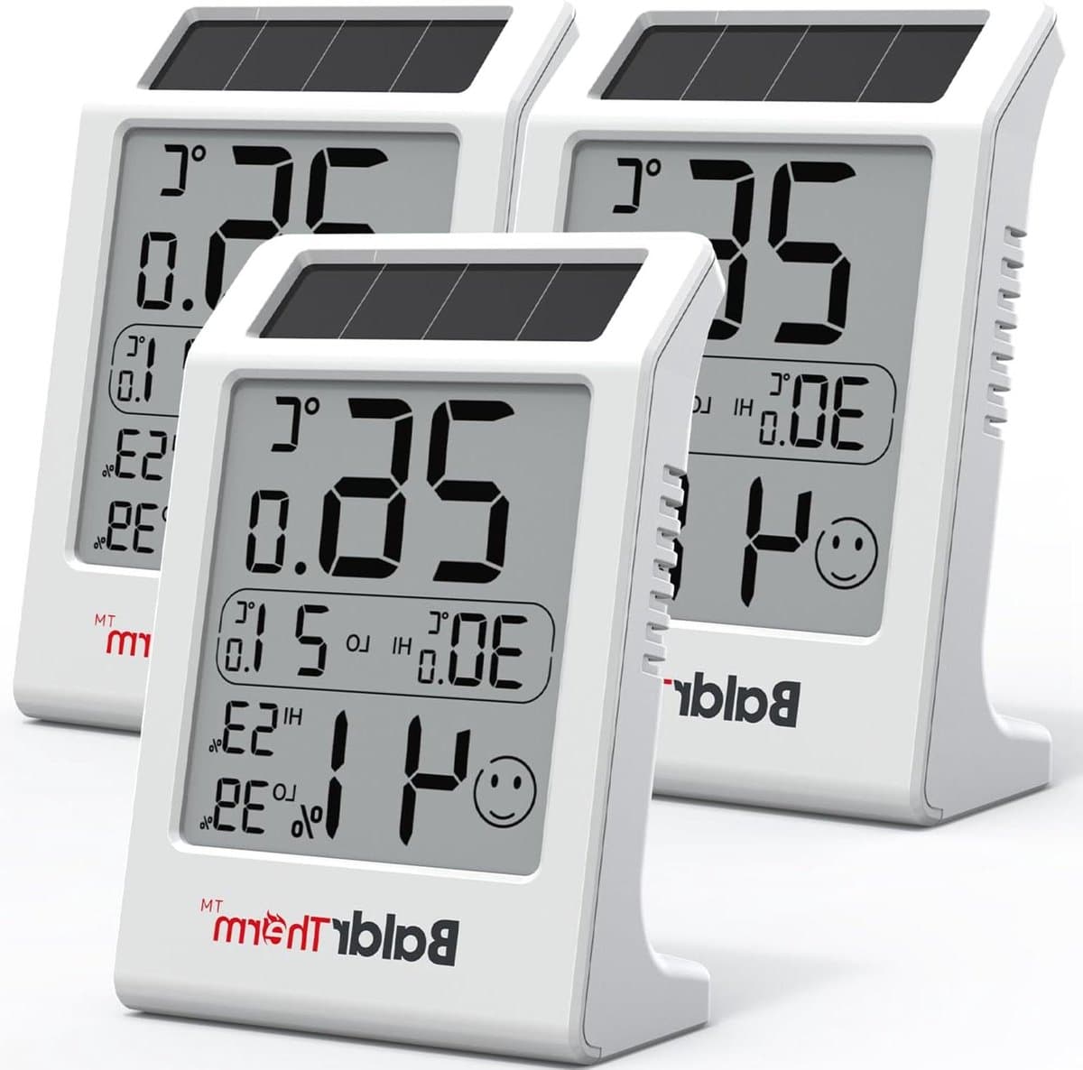 Vochtigheidsmeter Thermometer - Kamerthermometer Hygrometer - Binnenklimaat Monitoren - Zonne-energie Aangedreven - 3.2 Inch Display - Wit