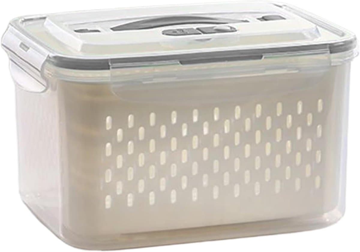 Koelkast Opbergdoos - Voedselcontainer Organizer - Keuken Organiseren - Met Afvoerlaag - 33 Liter - Transparant